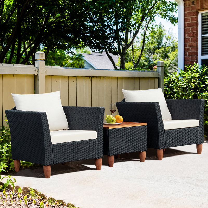 Wade Logan® Antun Polyethylene (PE) Wicker 2 Person Seating Group